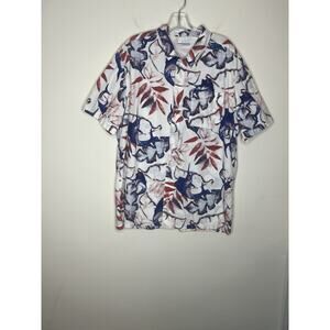 Columbia PFG Men Button Up Shirt Large Tropical Fish Printed Vented Short Sleeve